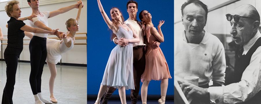 collage of students practicing and performing ballet