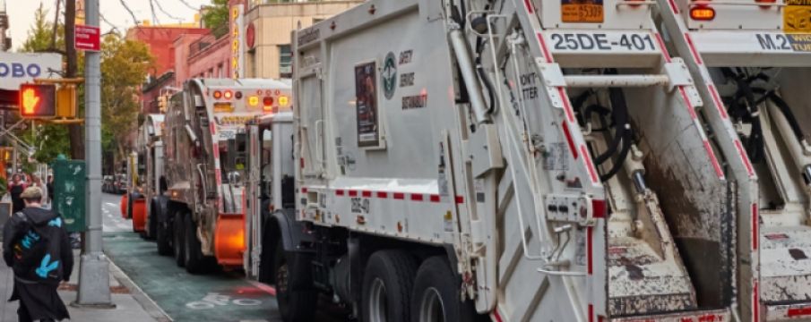 garbage truck on the streets of nyc