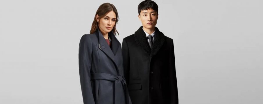 two models in Ted Baker winter peacoats 