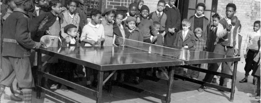 Children Playing Ping Pong in Marcus Garvey Park in 1943