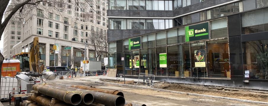 pipes wait to be installed on 62nd Street near TD Bank