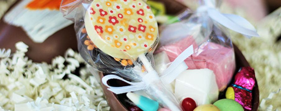 an easter basket of gourmet chocolate eggs and candy with a stuffed rabbit plush from Lincoln Risrorante