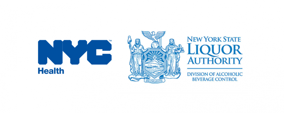 nyc health and NY state liquor authorities logos side by side