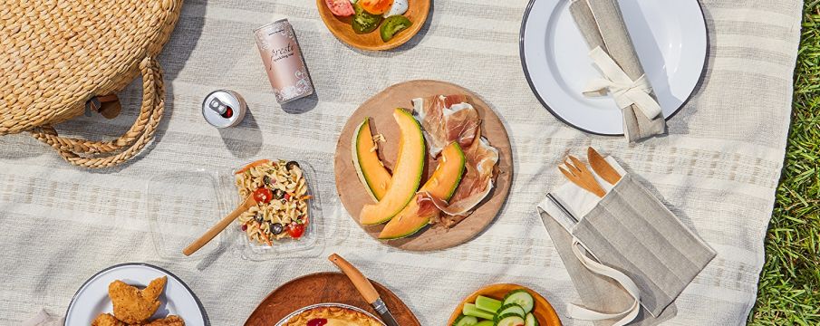 picnic spread on a a blanket