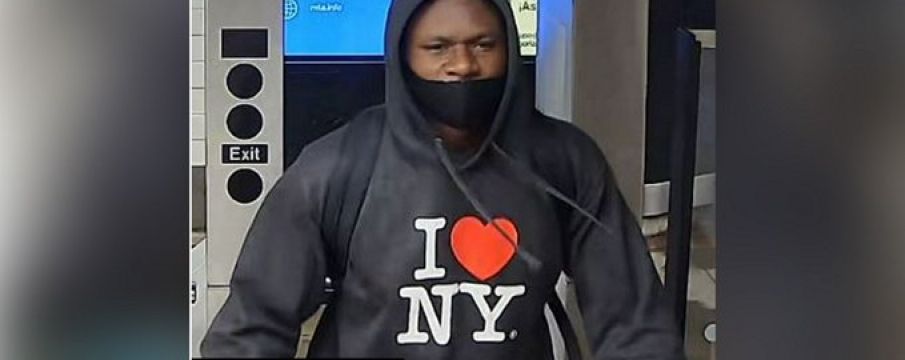 photo of suspect in a black "I love New York" hoodie