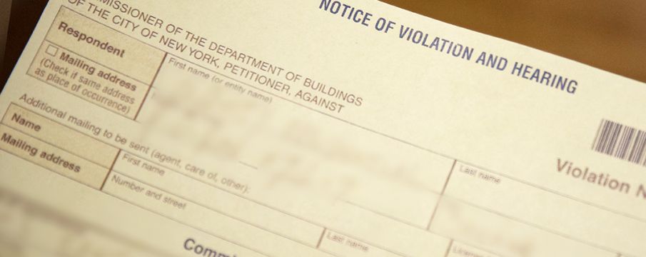 notice of a fine from the Department of Buildings