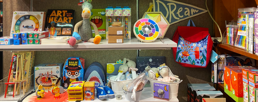 selection of kids gifts at american folk art museum shop